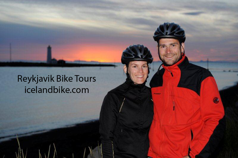 Bike tour at Midnight in Reykjavik Iceland